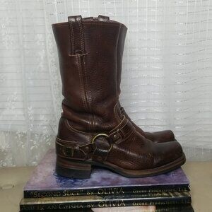Frye Brown Moto Western Square Toe Boot Sz8